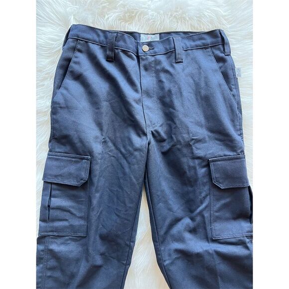 🆕 Tyndale FR Men's Flame Resistant Cargo Pants Navy Blue Workwear 33x32 - Picture 2 of 11